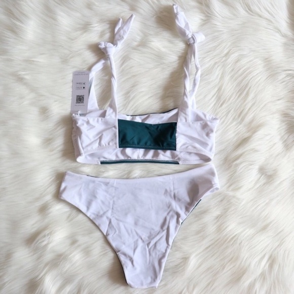 White & Green Color Block Bikini Sz S - Picture 6 of 6